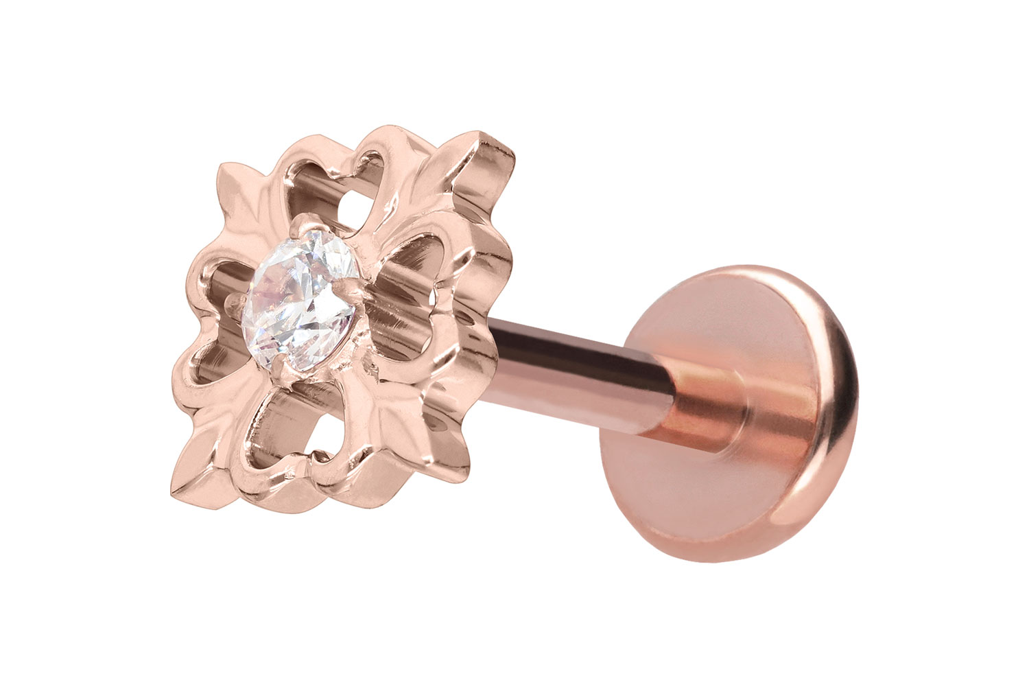 Titan Labret Piercing mit Push Fit KLEEBLATT